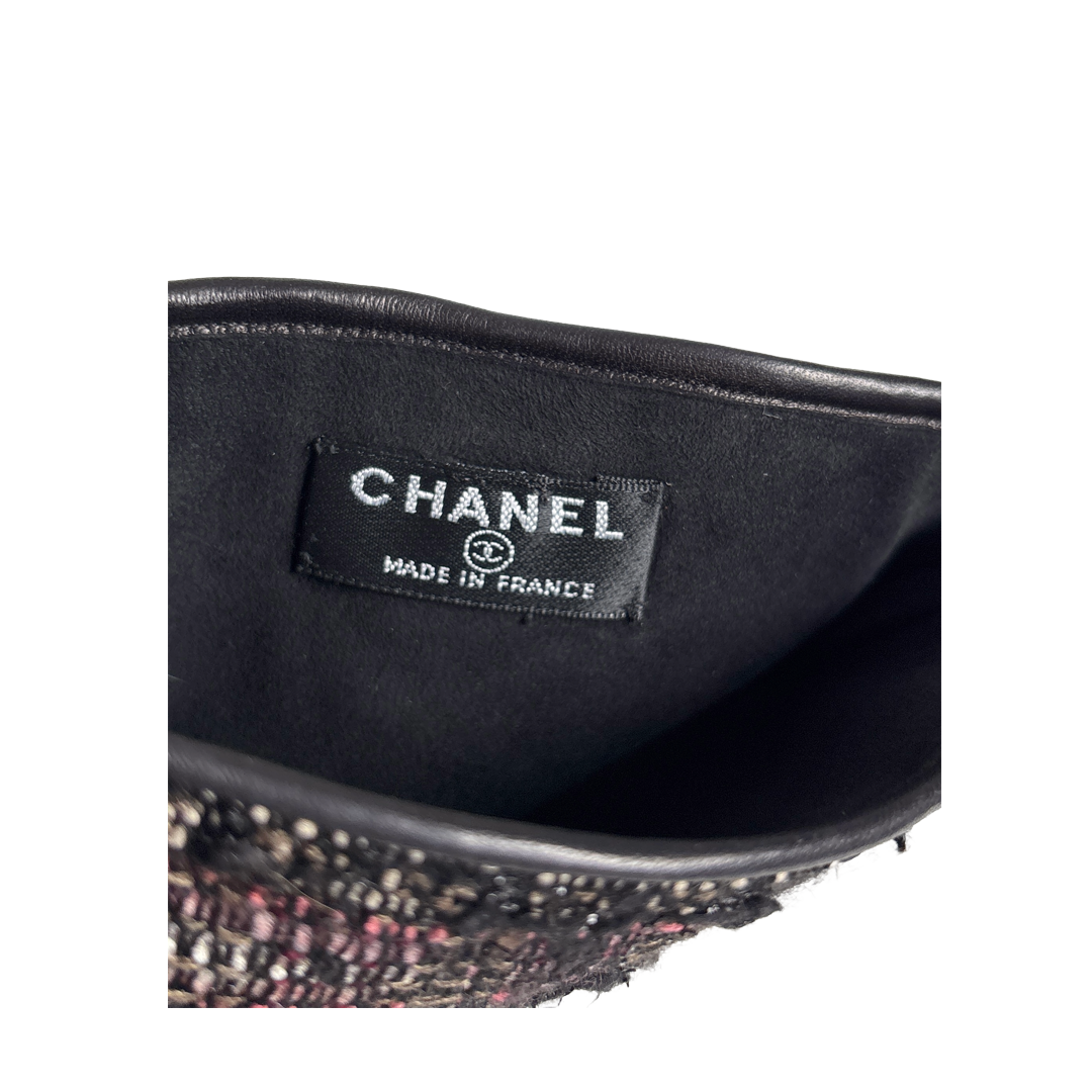 Chanel leather and tweed gloves