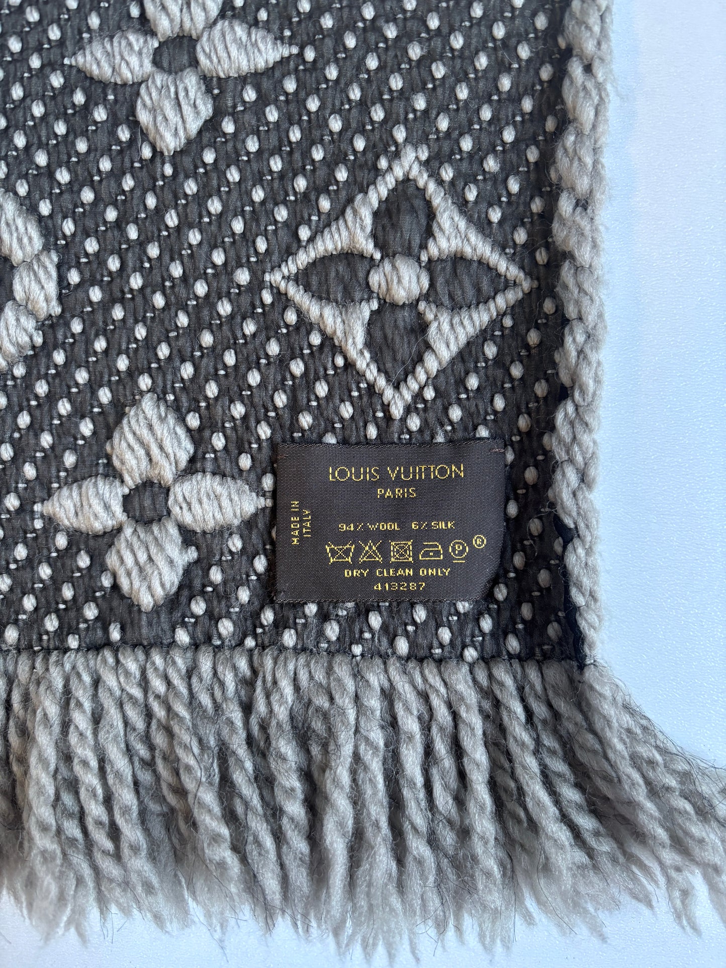 Louis Vuitton "Logomania" scarf.