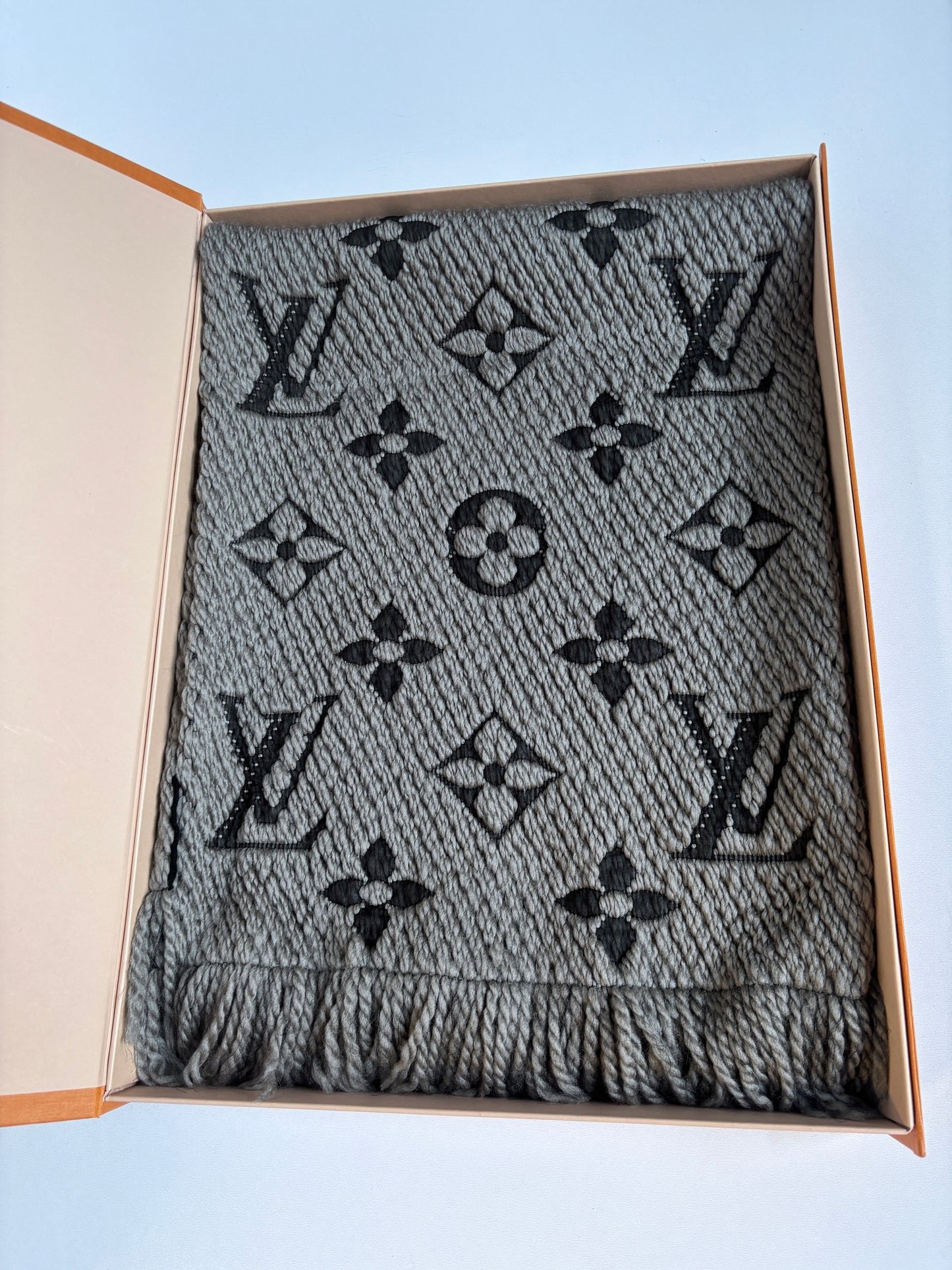 Louis Vuitton "Logomania" scarf.