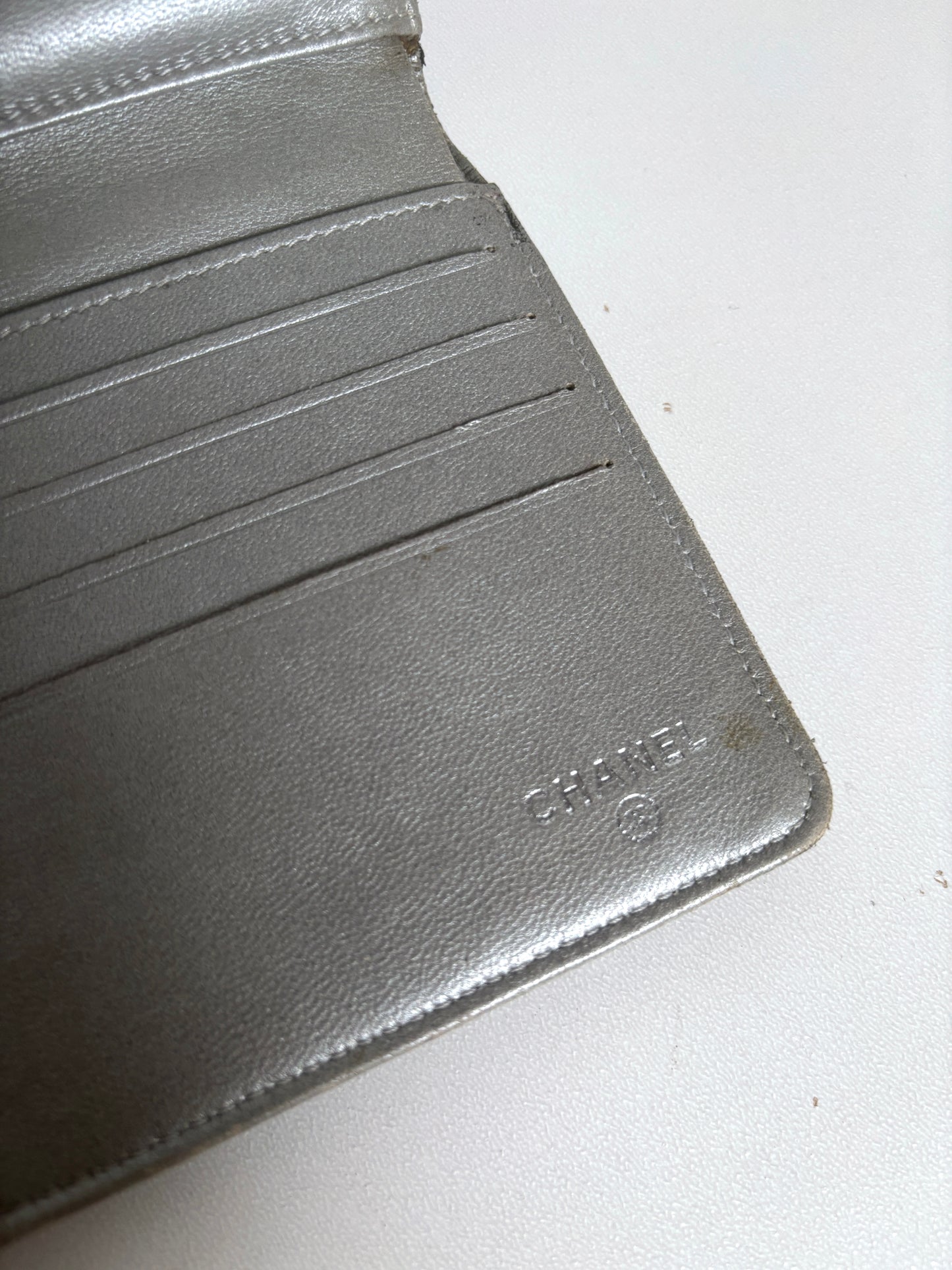 Chanel black leather "Camilia" wallet