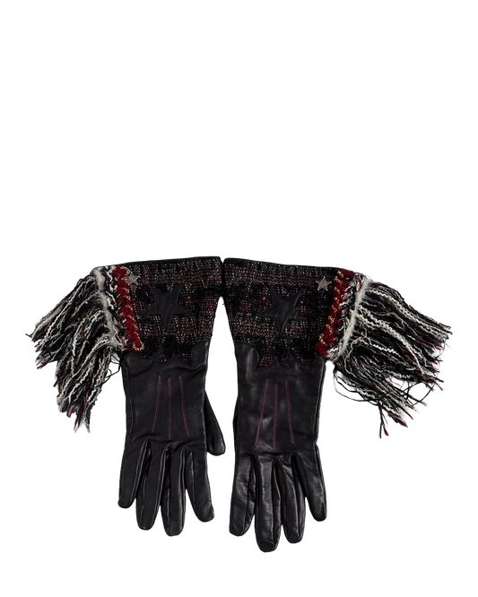 Chanel leather and tweed gloves