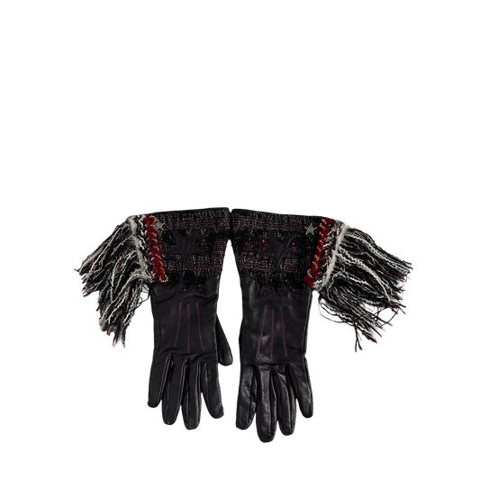 Chanel leather and tweed gloves