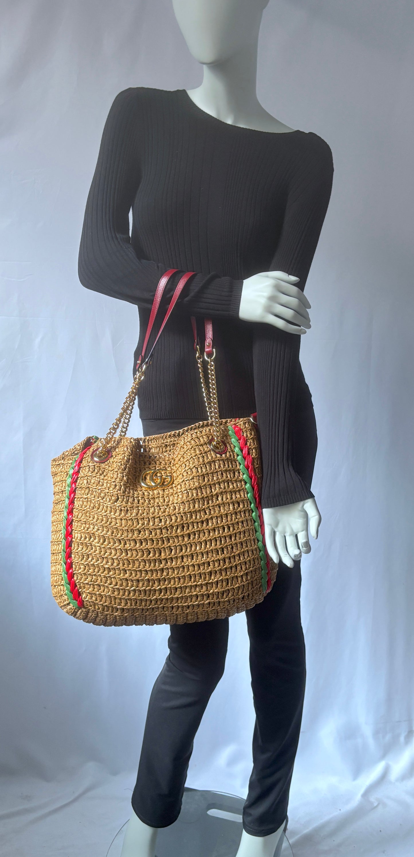 Gucci GG Marmont Raffia Tote