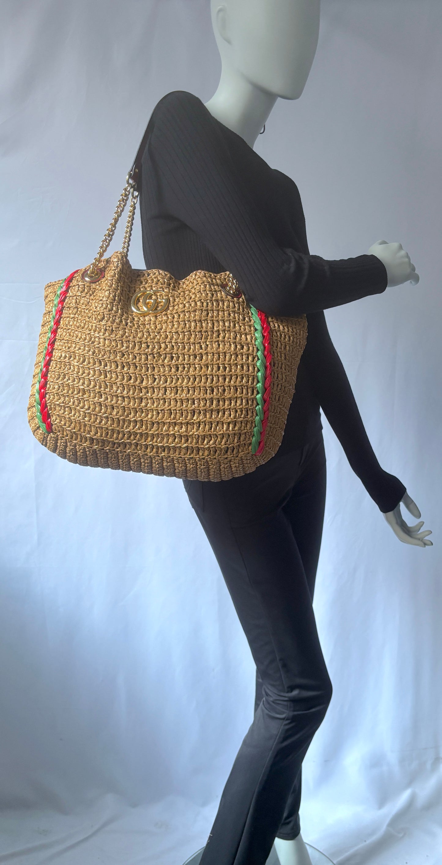 Gucci GG Marmont Raffia Tote