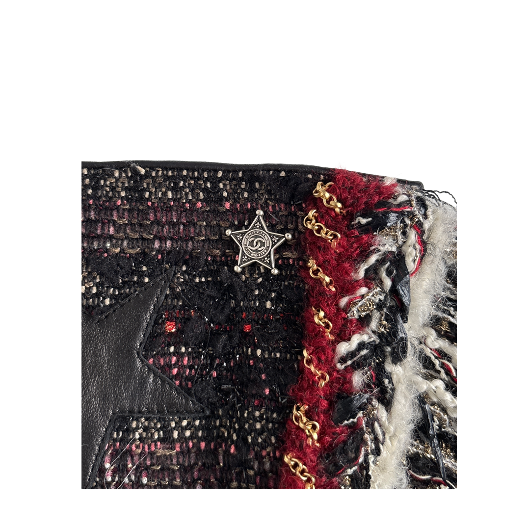 Chanel leather and tweed gloves